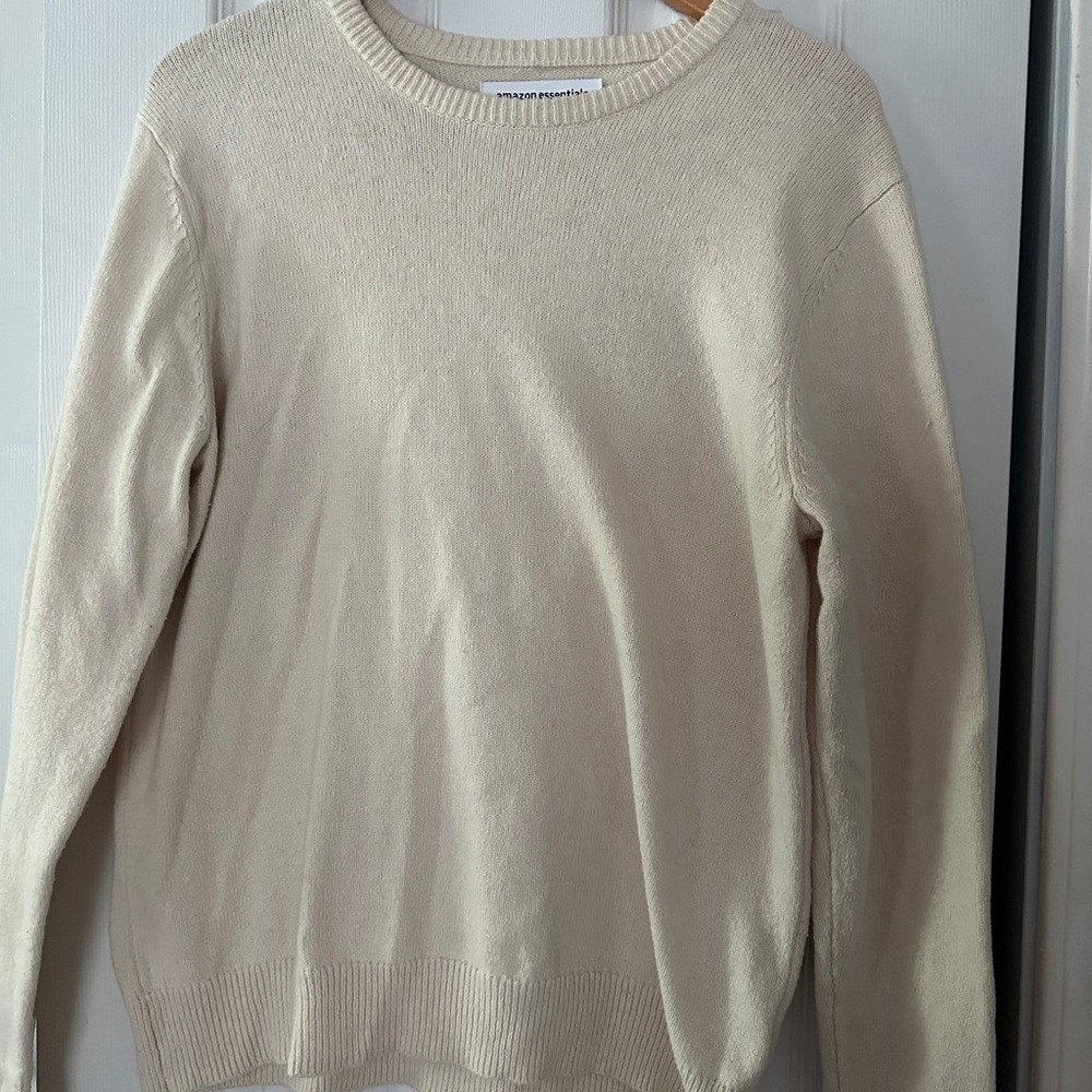 Amazon Essentials Cream Crewneck Sweater Classic Knit